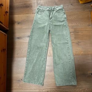 Green wide leg jeans